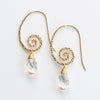Hammered Gold Spiral Faceted Glass Drop Earrings
