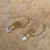 Hammered Gold Spiral Faceted Glass Drop Earrings