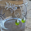 Hammered Silver Spiral Faceted Green Drop Earrings