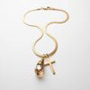 14K Gold Cross Necklace, 14K Chain, Wire Wrapped Crystal