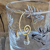 Hammered Gold Spiral Faceted Glass Drop Earrings