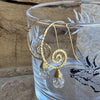Hammered Gold Spiral Faceted Glass Drop Earrings