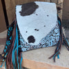 Concealed Carry Cowhide & Hand Tooled Leather Crossbody Fringe Bag