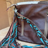 Concealed Carry Cowhide & Hand Tooled Leather Crossbody Fringe Bag