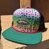 Fish Around & Find Trout, Rainbow Trout Print Patch Hat, Unisex