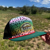 Fish Around & Find Trout, Rainbow Trout Print Patch Hat, Unisex