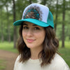 Feather Western Trucker Hats in Turquoise, Limited Edition