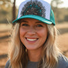Feather Western Trucker Hats in Turquoise, Limited Edition
