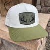 Waterproof Sweat Resistant Antler Topography Patch Hat, Green/Ivory