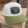 Waterproof Sweat Resistant Antler Topography Patch Hat, Green/Ivory