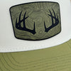 Waterproof Sweat Resistant Antler Topography Patch Hat, Green/Ivory