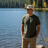 Waterproof Sweat Resistant Antler Topography Patch Hat, Green/Ivory