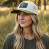Waterproof Sweat Resistant Antler Topography Patch Hat, Green/Ivory