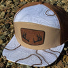 Topography Print Waterproof Leather Antler Patch Hat, White & Tan