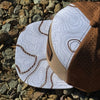 Topography Print Waterproof Leather Antler Patch Hat, White & Tan