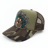 Camo Guinea Fowl Feather Trucker Hats, Optional Shotgun Shell, Handmade