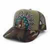 Camo Guinea Fowl Feather Trucker Hats, Optional Shotgun Shell, Handmade
