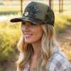 Camo Guinea Fowl Feather Trucker Hats, Optional Shotgun Shell, Handmade
