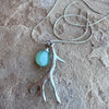 Elk Antler Necklace, Sterling Silver Chain, Green Aventurine