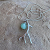 Elk Antler Necklace, Sterling Silver Chain, Green Aventurine