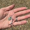 Elk Antler Necklace, Sterling Silver Chain, Green Aventurine