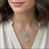 Elk Antler Necklace, Sterling Silver Chain, Green Aventurine