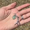 Elk Antler Necklace, Sterling Silver Chain, Green Aventurine