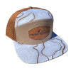 River to Ridge Topography Print Patch Hat, White & Tan