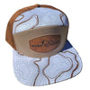 River to Ridge Topography Print Patch Hat, White & Tan