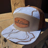 River to Ridge Topography Print Patch Hat, White & Tan
