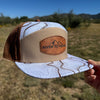 River to Ridge Topography Print Patch Hat, White & Tan