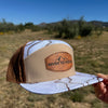 River to Ridge Topography Print Patch Hat, White & Tan