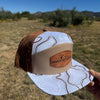 River to Ridge Topography Print Patch Hat, White & Tan