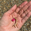 Elk Antler Necklace, 14K Gold Chain, Hot Pink Stone
