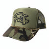 FAITH, Embelished Camo Trucker Hat w/ Chain & Cross