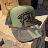 FAITH, Embelished Camo Trucker Hat w/ Chain & Cross