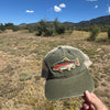 Women's Fishing Patch, Hidden Ponytail Opening, Vintage Washed Hat