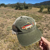 Women's Fishing Patch, Hidden Ponytail Opening, Vintage Washed Hat