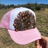 Girls Handmade Pink Feather Western Hat