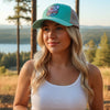 I'd Rather Be Outside, Women's Teal Hat w/ Ponytail Opening