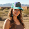 Feather Western Trucker Hats in Turquoise, Limited Edition