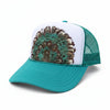 Feather Western Trucker Hats in Turquoise, Limited Edition