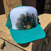 Feather Western Trucker Hats in Turquoise, Limited Edition