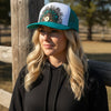 Feather Western Trucker Hats in Turquoise, Limited Edition