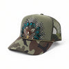 Camo Feather Western Trucker Hats, Optional Shotgun Shell or 30.06