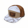 Topography Print Waterproof Leather Antler Patch Hat, White & Tan