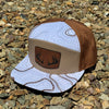 Topography Print Waterproof Leather Antler Patch Hat, White & Tan