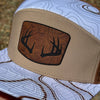 Topography Print Waterproof Leather Antler Patch Hat, White & Tan