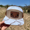 Topography Print Waterproof Leather Antler Patch Hat, White & Tan