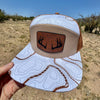 Topography Print Waterproof Leather Antler Patch Hat, White & Tan